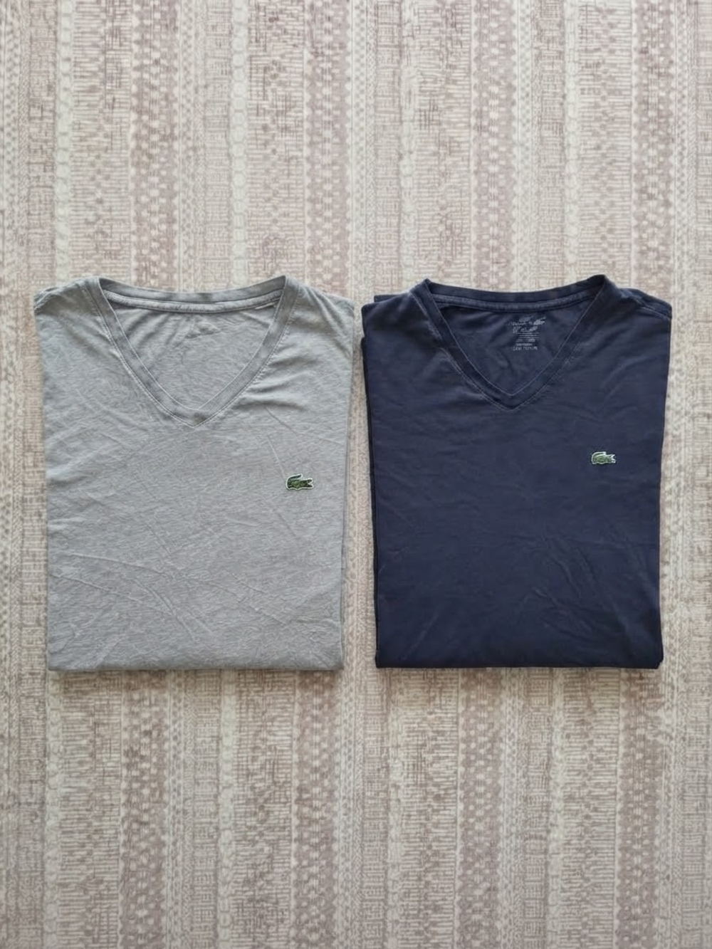 Bundle of 2 Men's Lacoste Pima Cotton V-Neck T-Shirts - Size XL